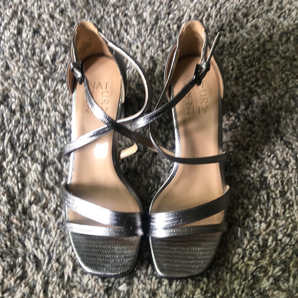 Silver Strappy Heels